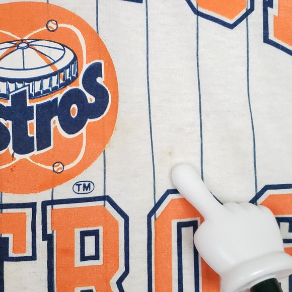 RARE Vintage 1987 Houston Astros Logo 7 Single Stitch Striped Baseball T-shirt - Picture 4 of 11